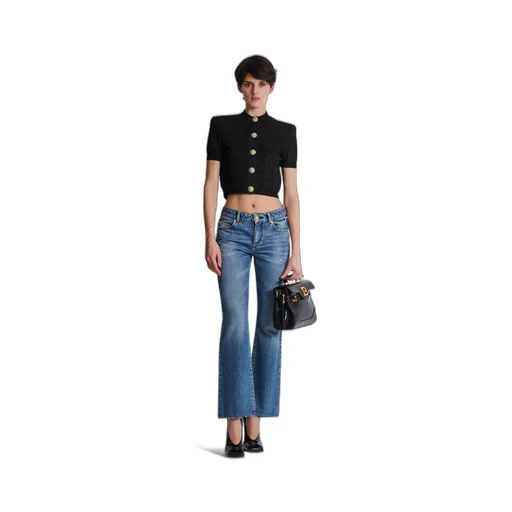 Cropped Buttoned Cardigan