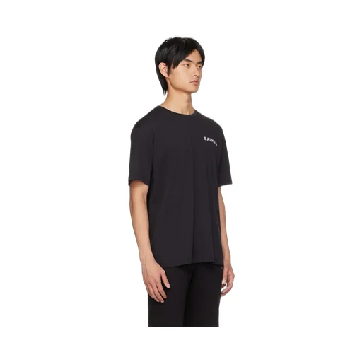 Oversized Cotton T-Shirt With Small Balmain Paris Logo