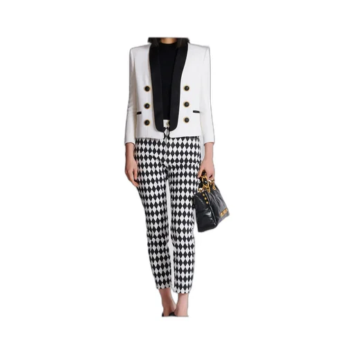 Two-Tone Edge-To-Edge Jacket With 6 Buttons