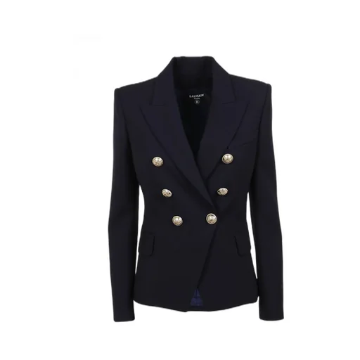 Notched Lapel 6 Button Double-Breasted Blazer