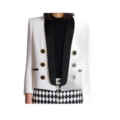 Two-Tone Edge-To-Edge Jacket With 6 Buttons