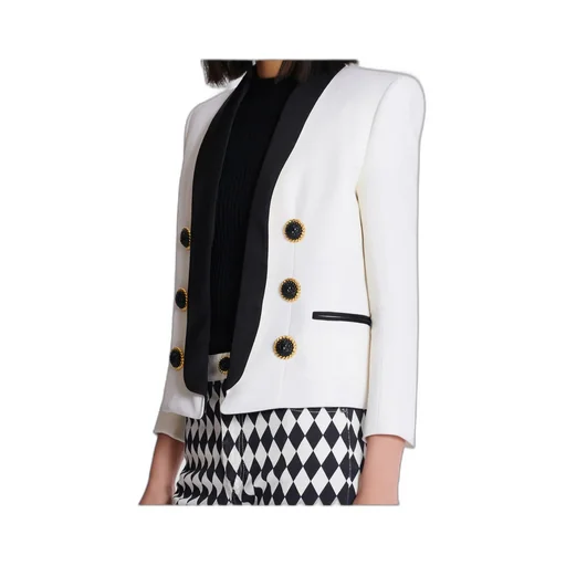 Two-Tone Edge-To-Edge Jacket With 6 Buttons