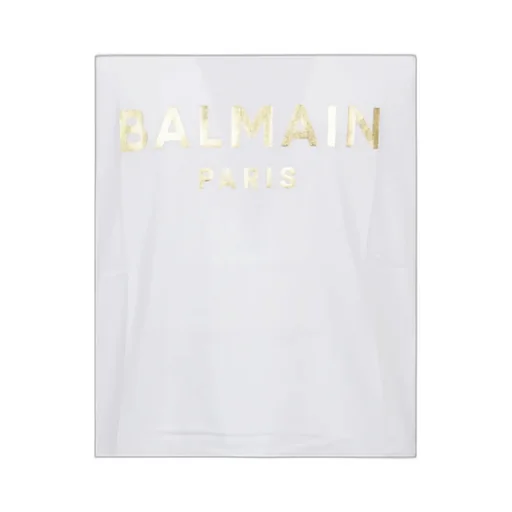 Cotton T-Shirt With Balmain Paris Logo Print
