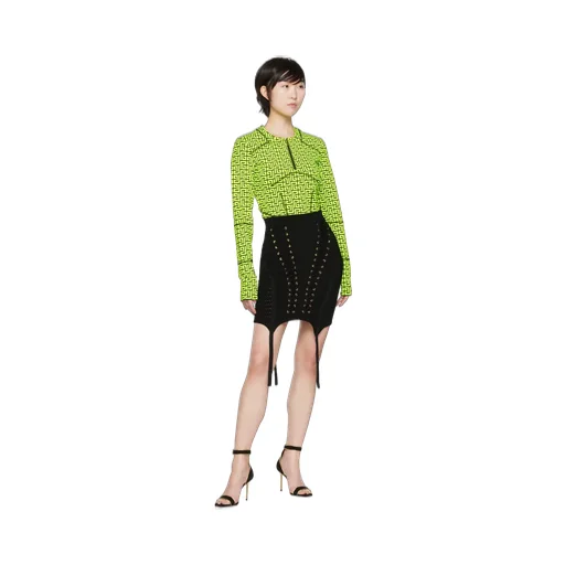 Garter Detailed Short Knit Skirt