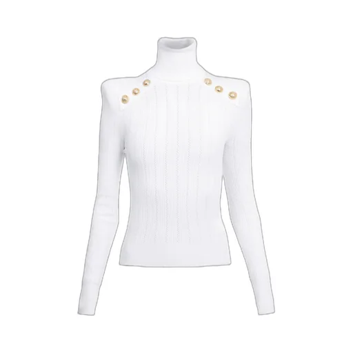 Knit Sweater With Gold-Tone Buttons