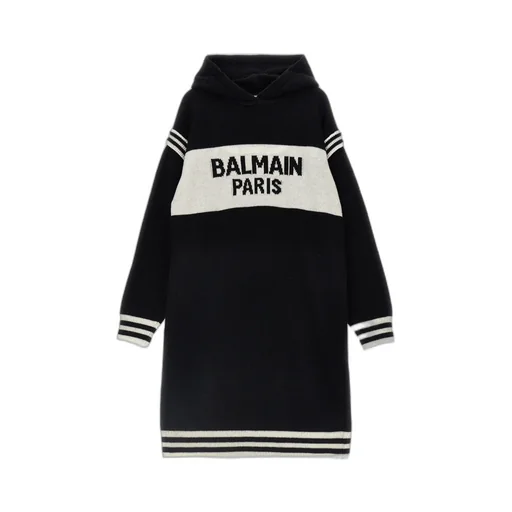 Logo Intarsia Hooded Dress
