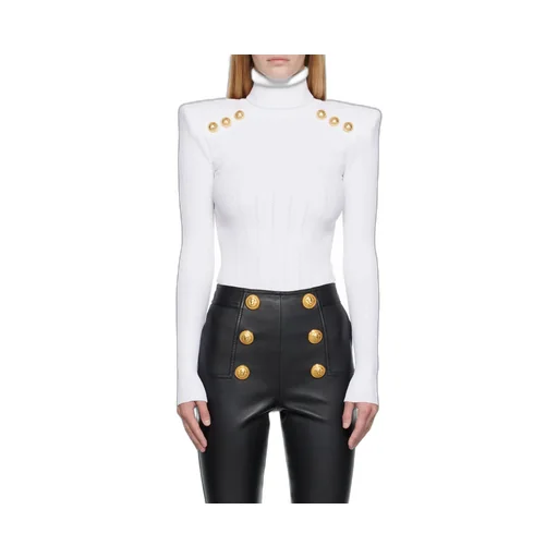 Knit Sweater With Gold-Tone Buttons