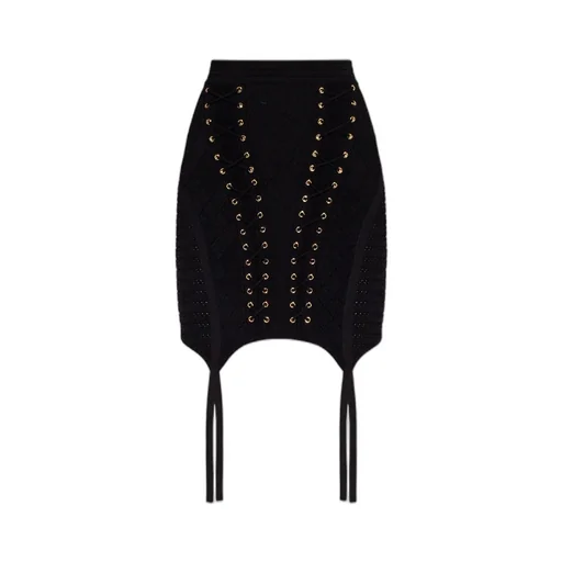 Garter Detailed Short Knit Skirt