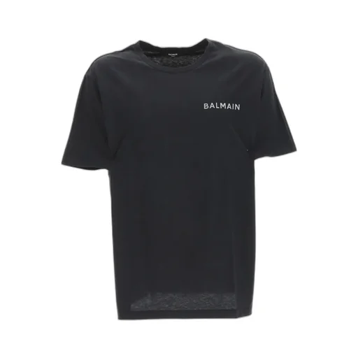 Oversized Cotton T-Shirt With Small Balmain Paris Logo