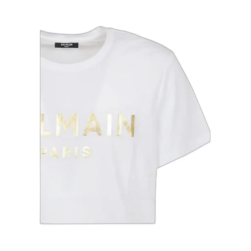 Cotton T-Shirt With Balmain Paris Logo Print
