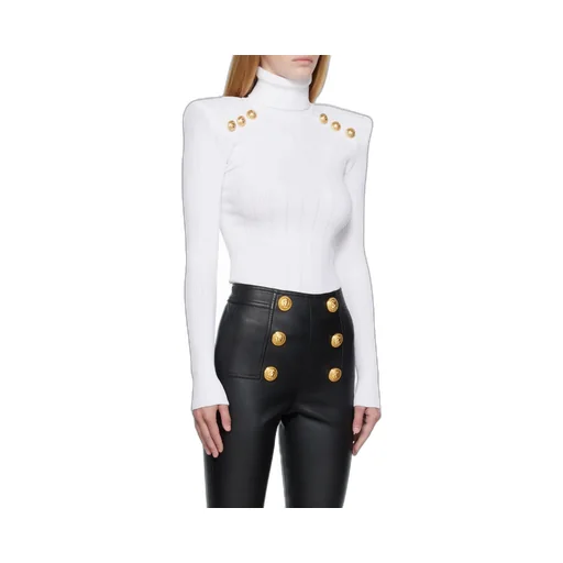 Knit Sweater With Gold-Tone Buttons