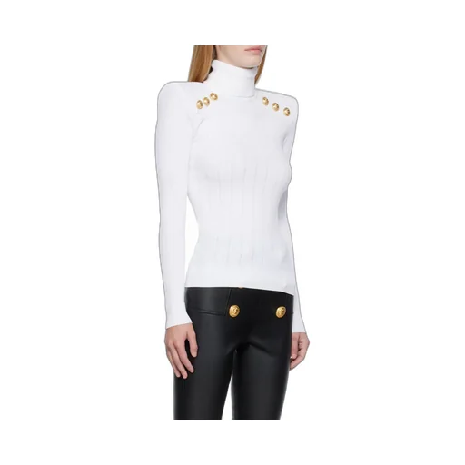Knit Sweater With Gold-Tone Buttons