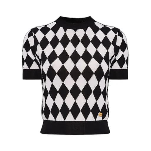 Diamond Intarsia Knit Top