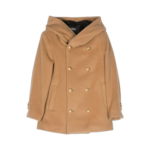 Double-Breasted Long-Sleeved Hooded Coat