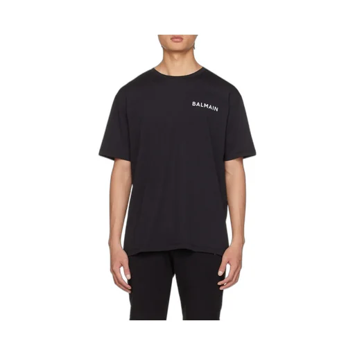 Oversized Cotton T-Shirt With Small Balmain Paris Logo