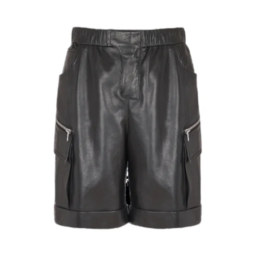 Leather Cargo Bermuda Shorts