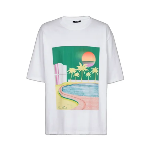 Postcard Printed Loose T-Shirt