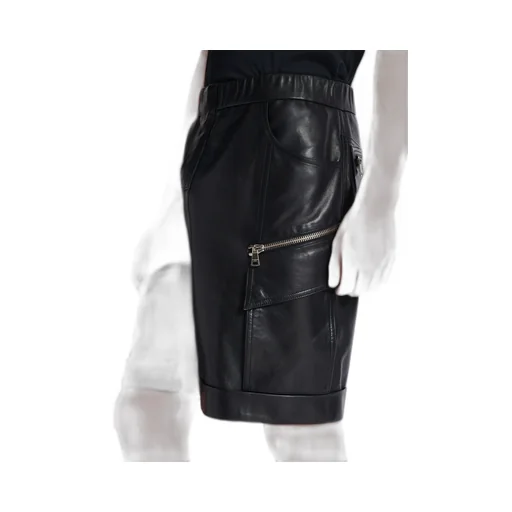 Leather Cargo Bermuda Shorts