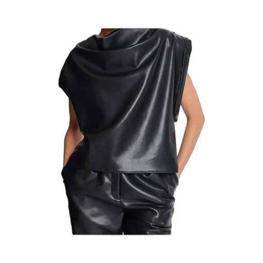 Faux Leather Draped Top