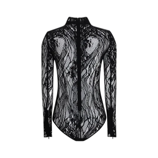 Long-Sleeved Lace Bodysuit
