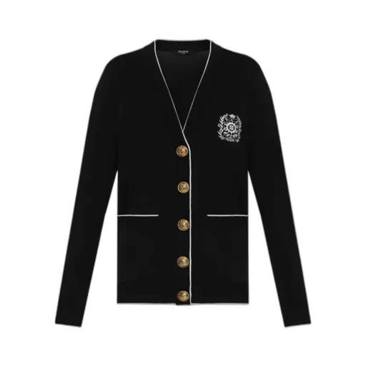 EmblÈMe-Embroidered Knit Cardigan