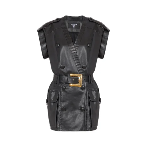 Leather Short Belted Dress