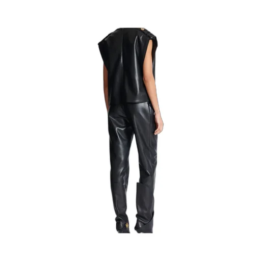 Faux Leather Draped Top