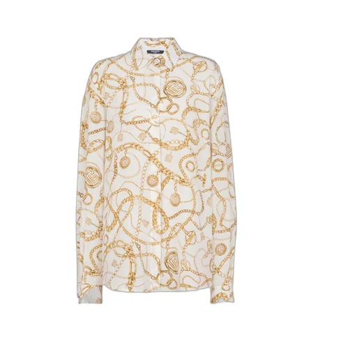 Printed Silk Shirt With Balmain Chains Pattern