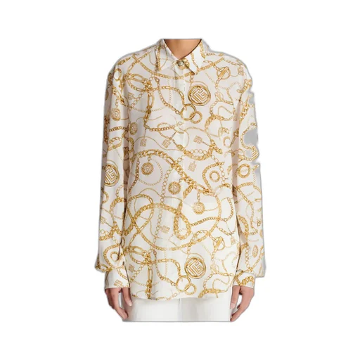 Printed Silk Shirt With Balmain Chains Pattern
