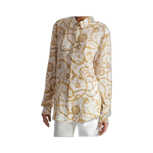 Printed Silk Shirt With Balmain Chains Pattern