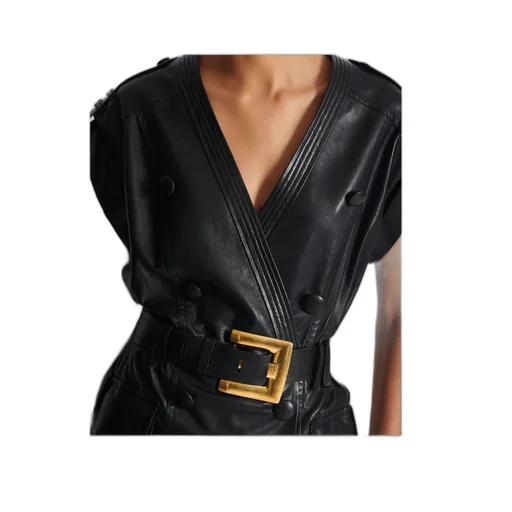 Leather Short Belted Dress