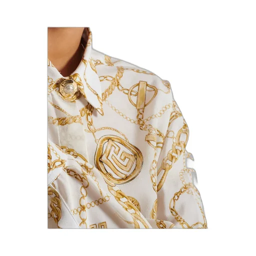 Printed Silk Shirt With Balmain Chains Pattern