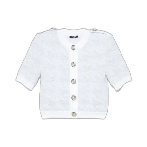 Short-Sleeve Tweed Cardigan