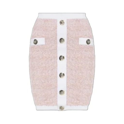 Button Embellished Tweed Mini Skirt