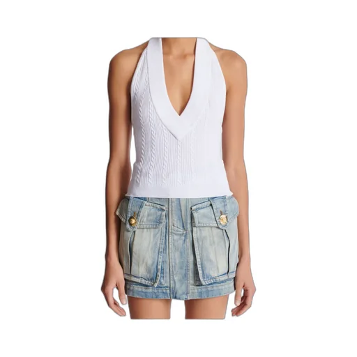 Cable-Knit Openback Top