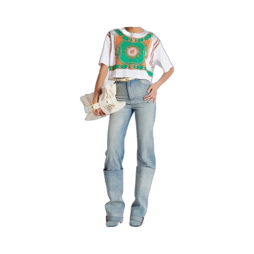 Foulard Printed Cropped T-Shirt