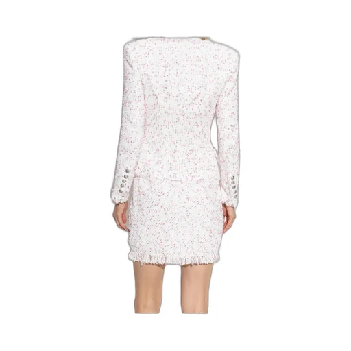 Button Embellished Tweed Jacket