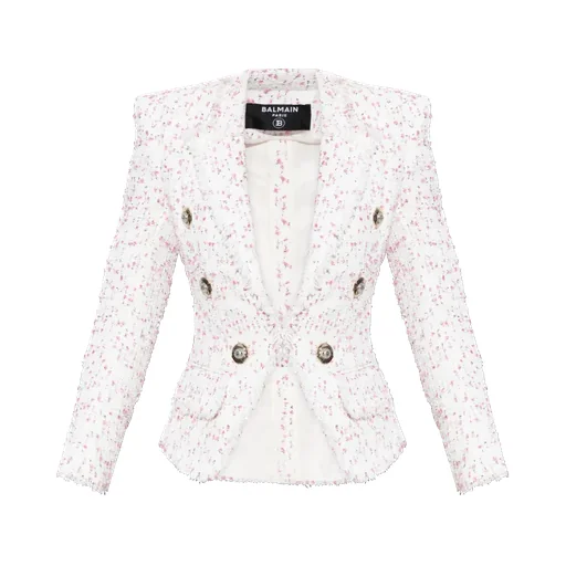 Button Embellished Tweed Jacket