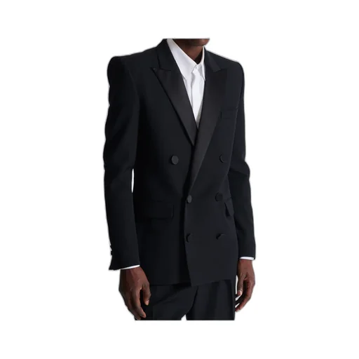Double-Breasted Notched-Lapels Blazer