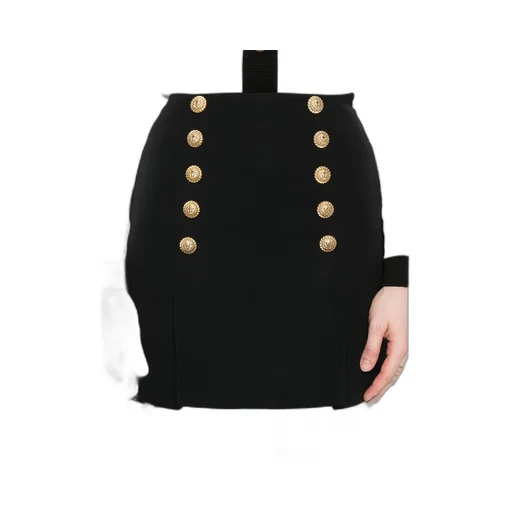 Button Embellished Mini Skirt