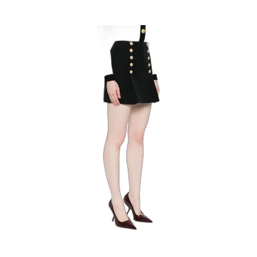 Button Embellished Mini Skirt