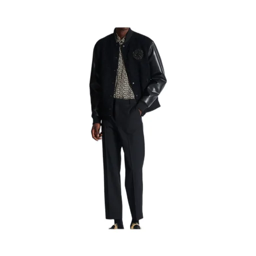 Press-Stud Fastened Varsity Bomber Jacket