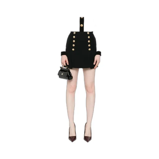 Button Embellished Mini Skirt