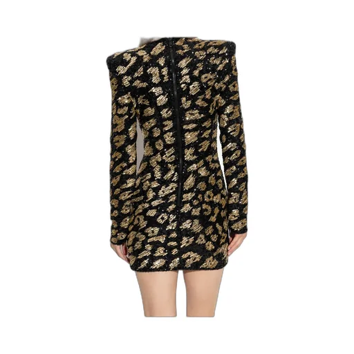 Embellished Long-Sleeved Mini Dress