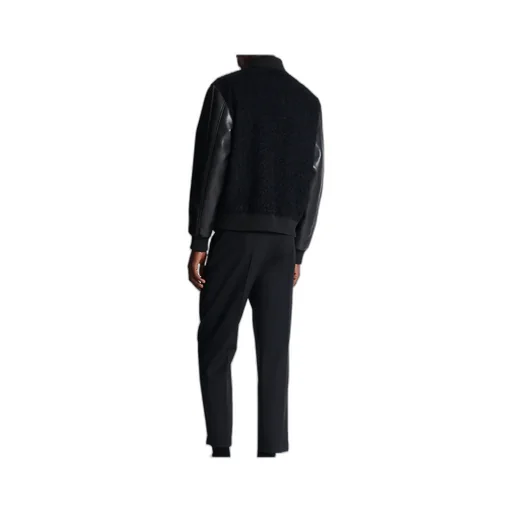 Press-Stud Fastened Varsity Bomber Jacket