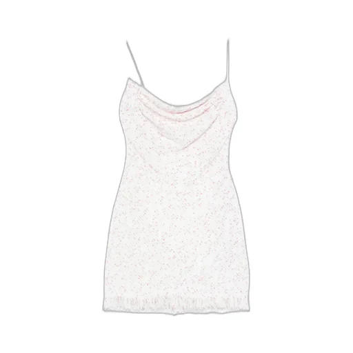 Frayed Hem Tweed Mini Dress