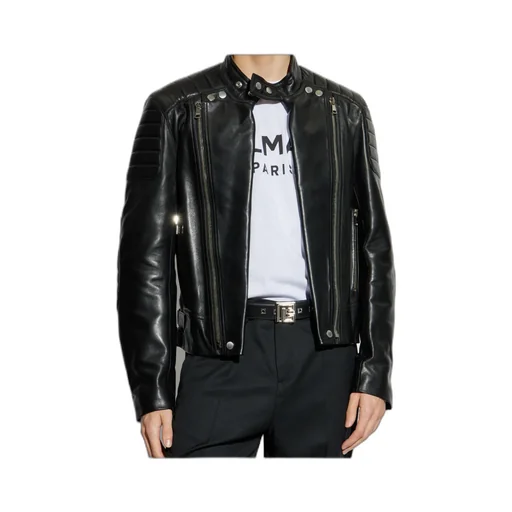 High-Neck Leather Jacket