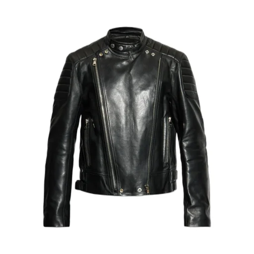 High-Neck Leather Jacket