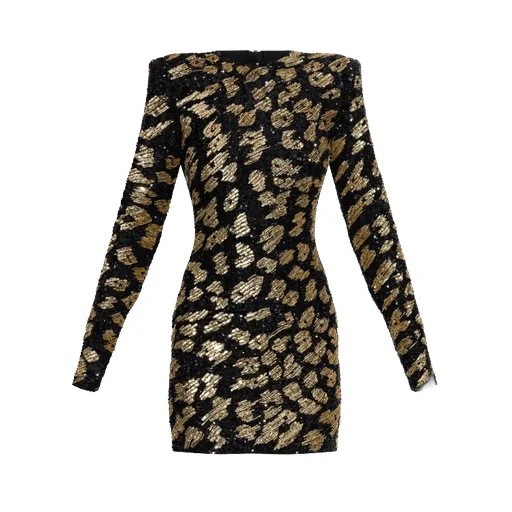 Embellished Long-Sleeved Mini Dress