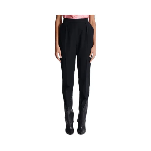 High-Waisted Grain De Poudre Trousers